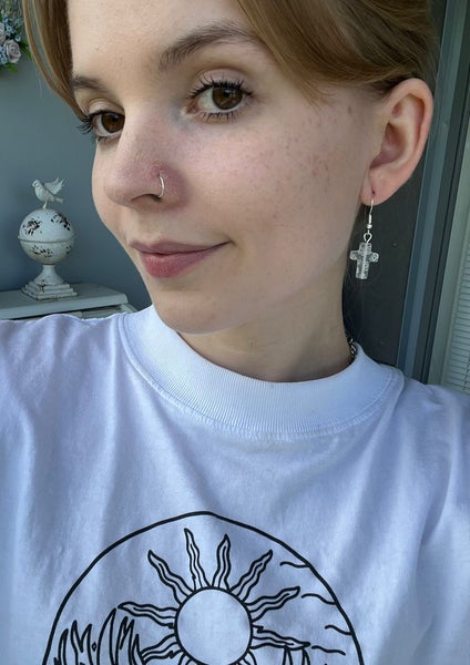 Millefiori ristikorvakorut hopeakoukuin