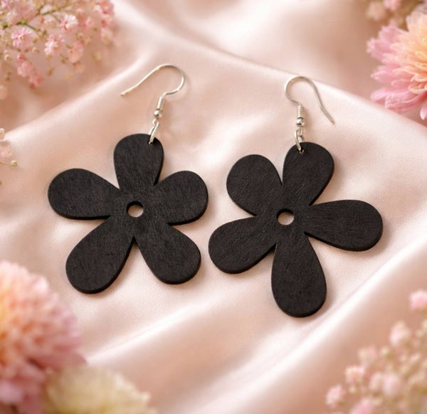 Unikko puukorvakorut 5,5cm