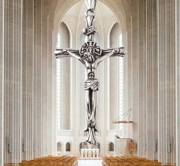 Suuri ter&auml;skrusifiksi kaulakoru 6cm