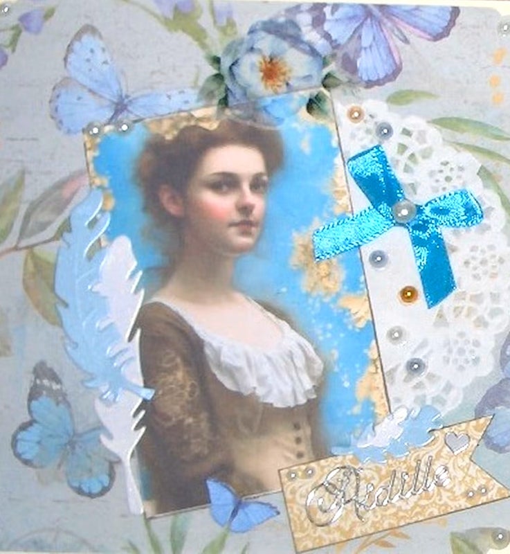 &Auml;idille nainen ja siniset perhoset