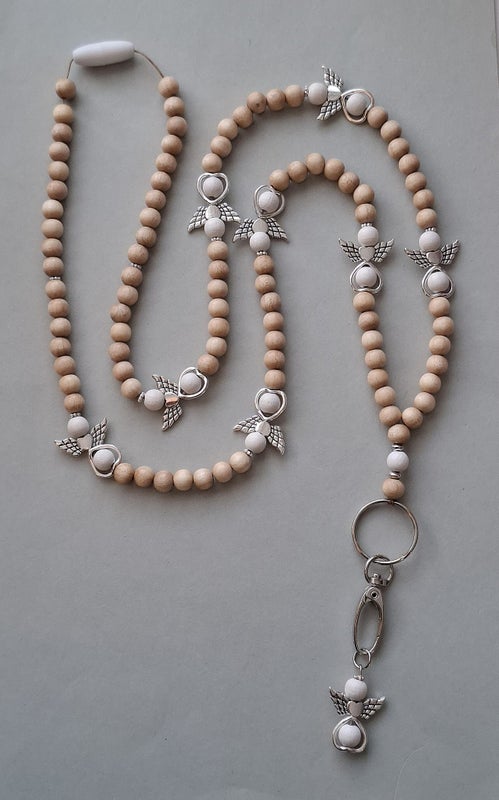 Enkeli luonnonpuu (puuhelmet ja -enkelit)