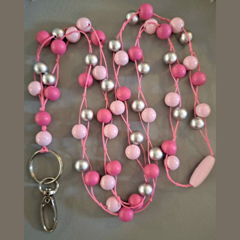 Barbi pinkki-baby pink-hopea (puuhelmet)