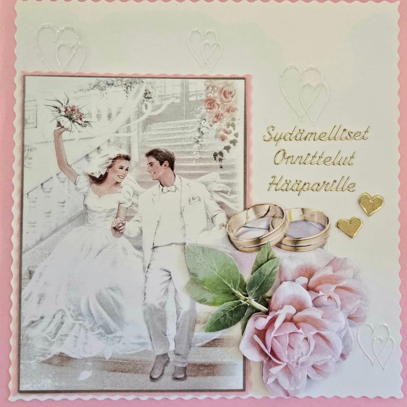 Syd&auml;melliset onnittelut h&auml;&auml;parille portaat 15cm x 15cm