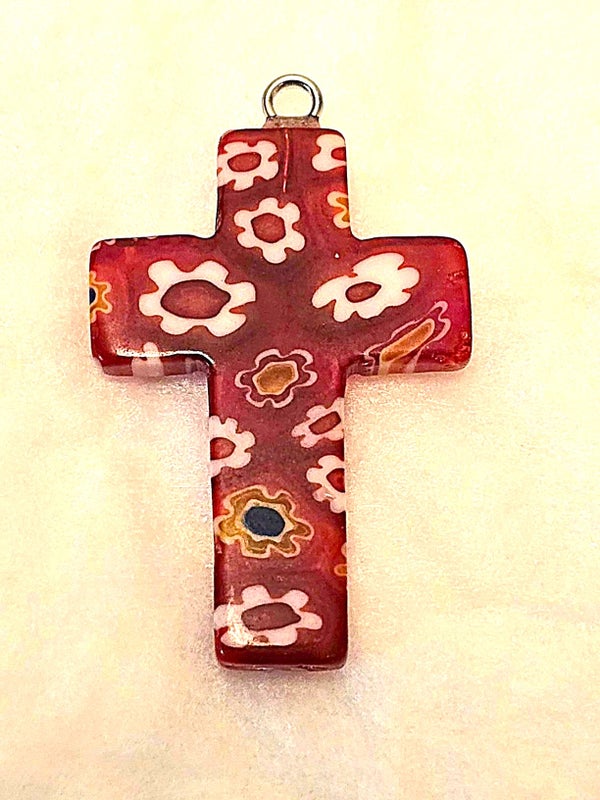 Millefiori punainen lasiristi