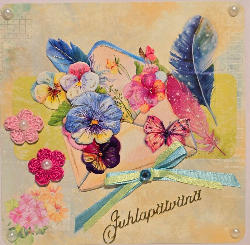 Juhlap&auml;iv&auml;n&auml; kirjekuori orvokit sulat