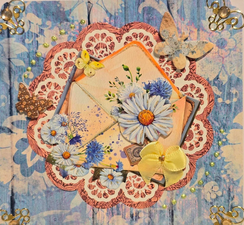 Kirjekuori p&auml;iv&auml;nkakkara ruiskukka sininen