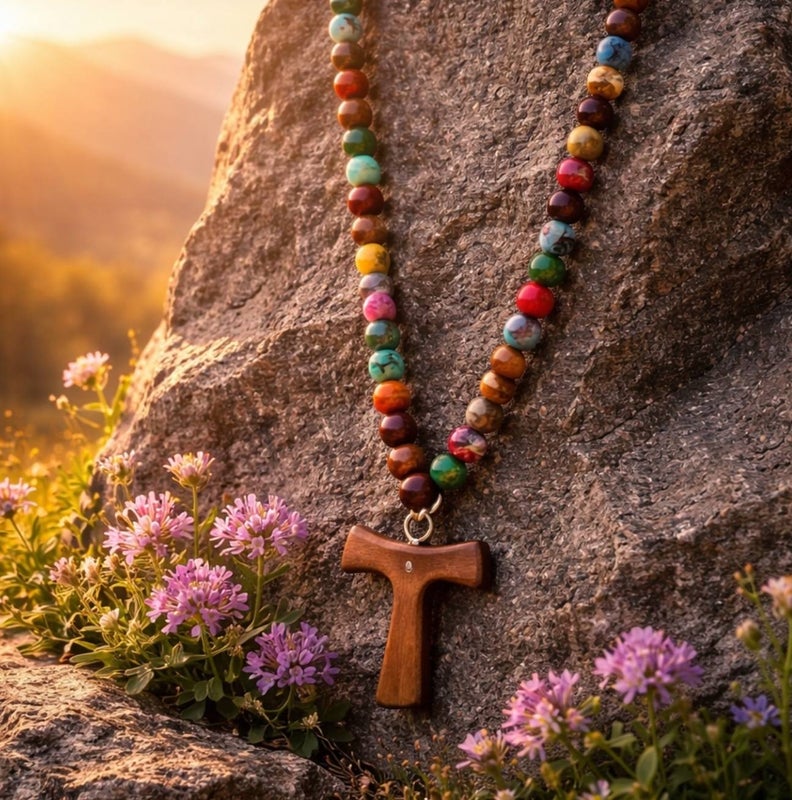 Kivihelmet 8mm mix ja TAU-risti puuta