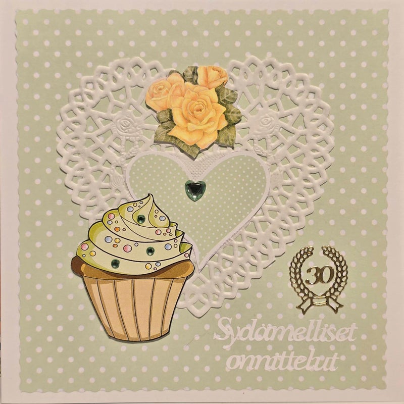 30v Syd&auml;melliset onnittelut kuppikakku